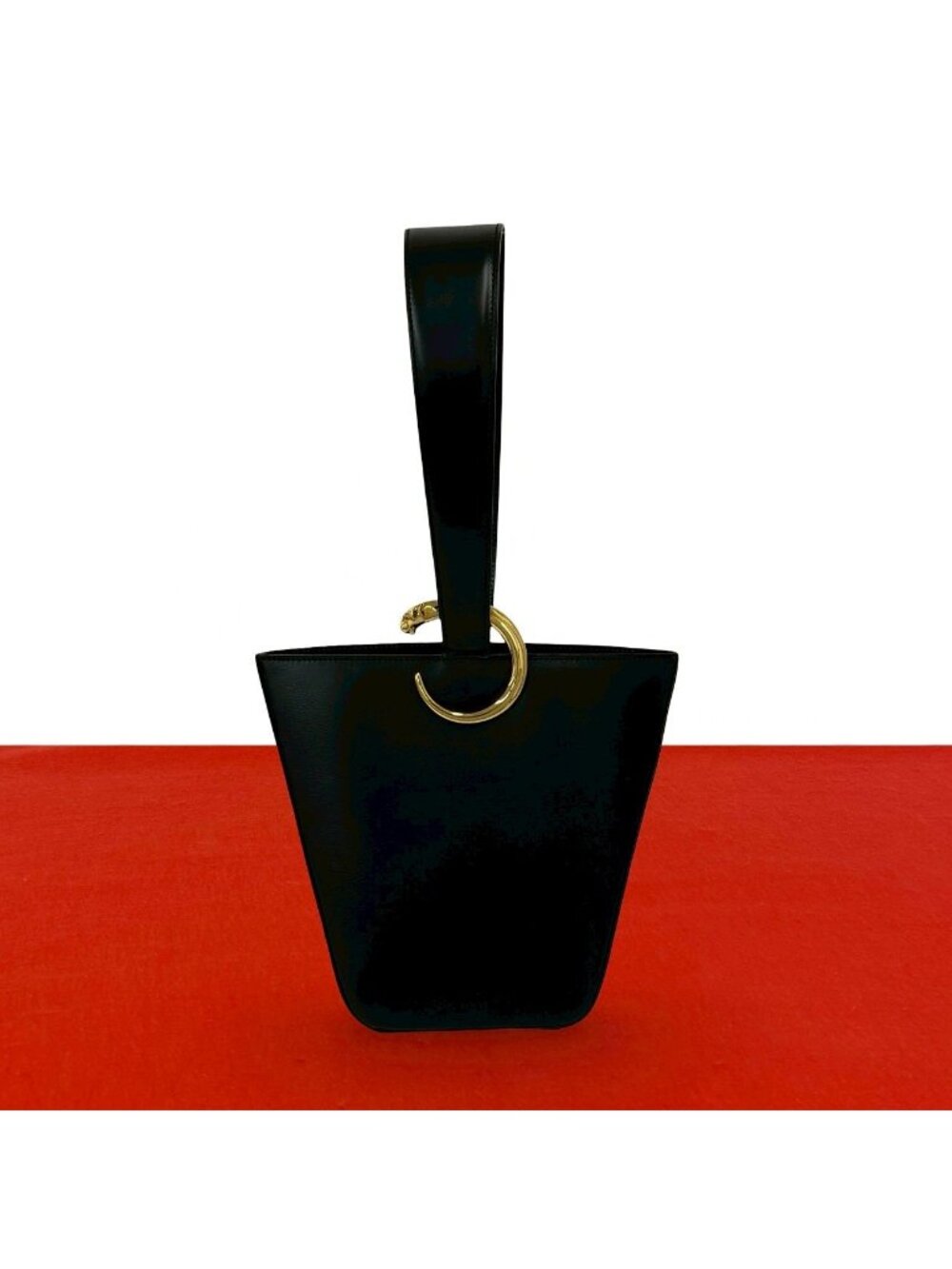 Cartier Line Panthere Calf Leather Handbag Mini Tote Black